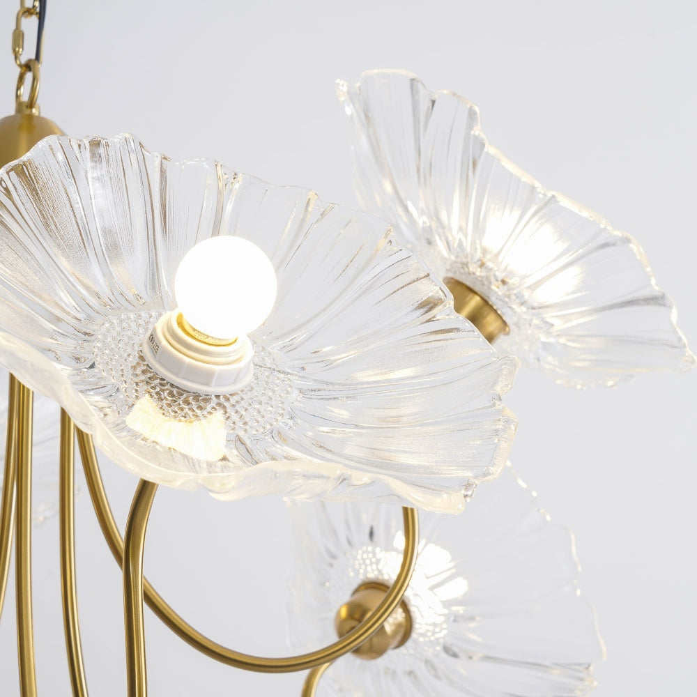Modern Lotus Leaf Glass Living Room Chandelier Petal Glass Lamp