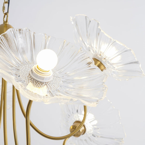Modern Lotus Leaf Glass Living Room Chandelier Petal Glass Lamp