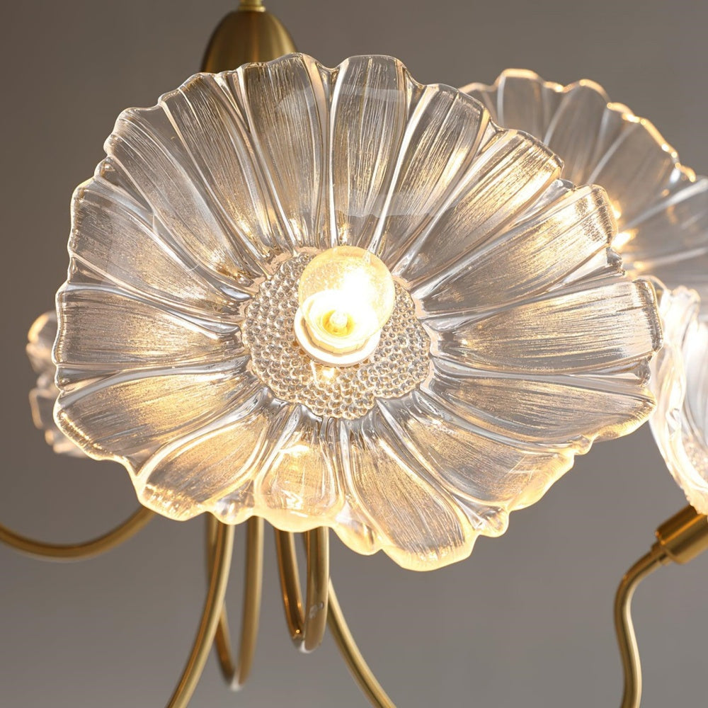Modern Lotus Leaf Glass Living Room Chandelier Petal Glass Lamp