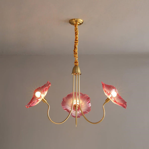 Modern Lotus Leaf Glass Living Room Chandelier Petal Glass Lamp