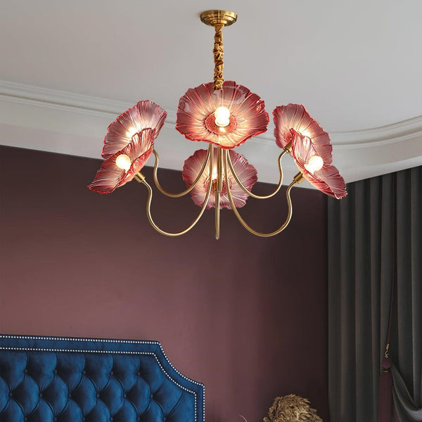 Modern Lotus Leaf Glass Living Room Chandelier Petal Glass Lamp