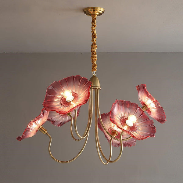 Modern Lotus Leaf Glass Living Room Chandelier Petal Glass Lamp