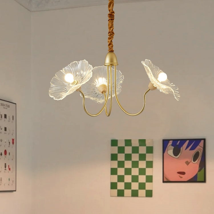 Modern Lotus Leaf Glass Living Room Chandelier Petal Glass Lamp