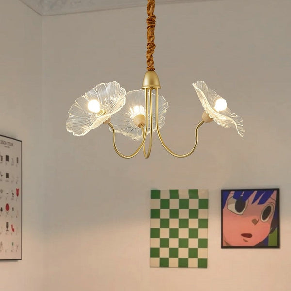 Modern Lotus Leaf Glass Living Room Chandelier Petal Glass Lamp