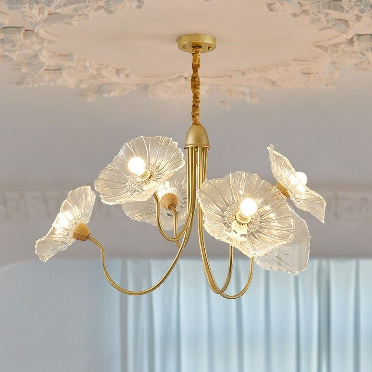Modern Lotus Leaf Glass Living Room Chandelier Petal Glass Lamp