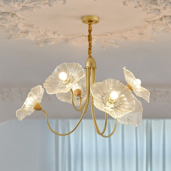 Modern Lotus Leaf Glass Living Room Chandelier Petal Glass Lamp