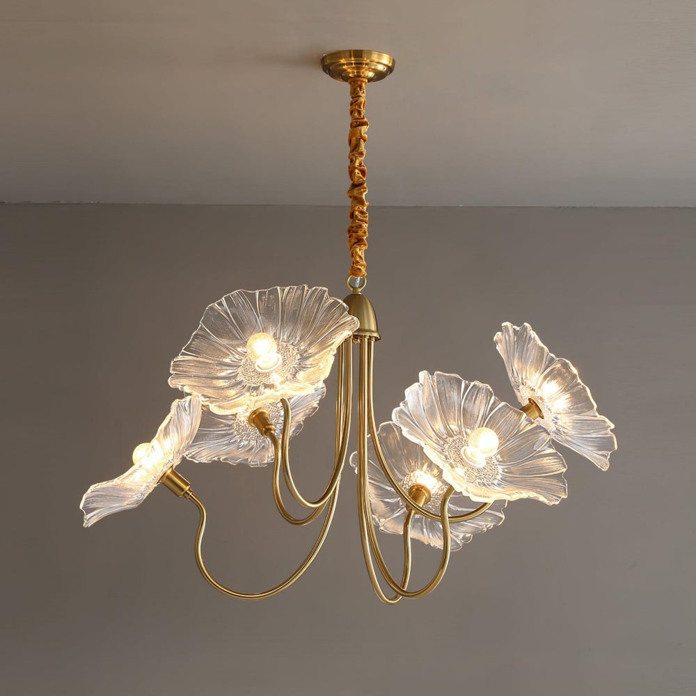 Modern Lotus Leaf Glass Living Room Chandelier Petal Glass Lamp