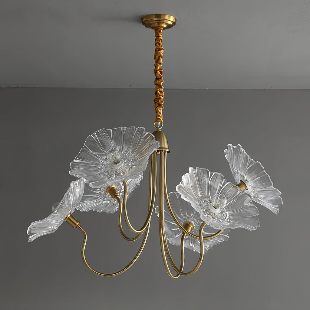 Modern Lotus Leaf Glass Living Room Chandelier Petal Glass Lamp