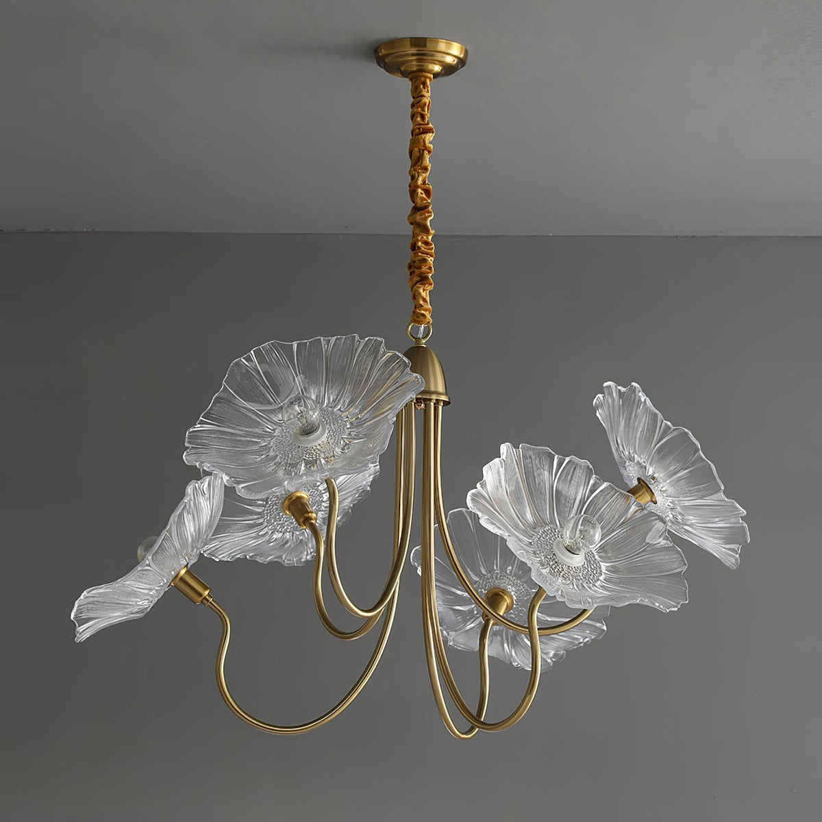 Modern Lotus Leaf Glass Living Room Chandelier Petal Glass Lamp