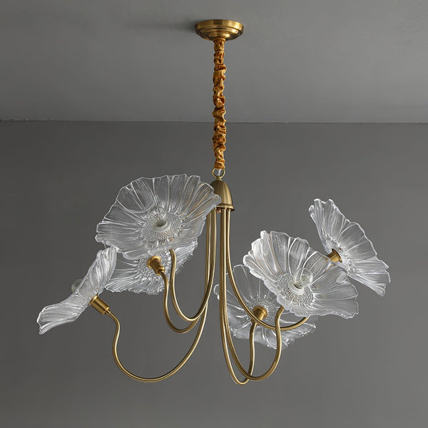 Modern Lotus Leaf Glass Living Room Chandelier Petal Glass Lamp