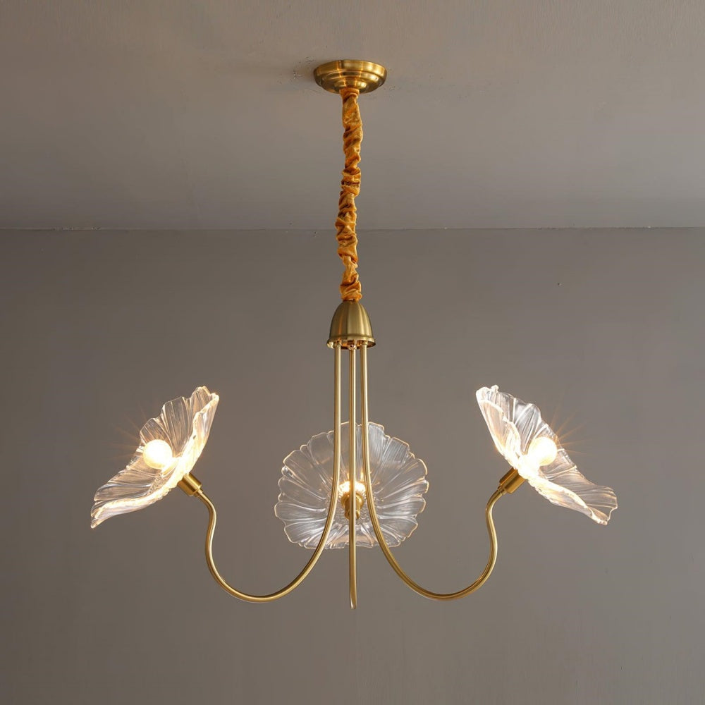 Modern Lotus Leaf Glass Living Room Chandelier Petal Glass Lamp