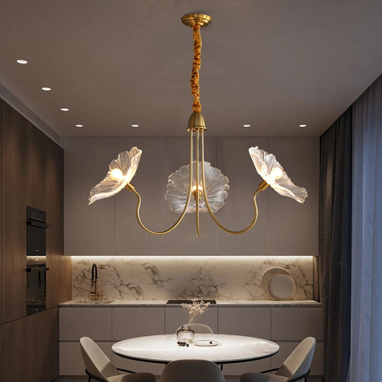 Modern Lotus Leaf Glass Living Room Chandelier Petal Glass Lamp