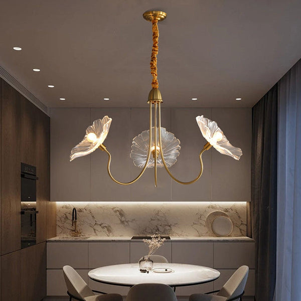 Modern Lotus Leaf Glass Living Room Chandelier Petal Glass Lamp