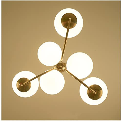 Metal Glass Gooseneck Chandelier Modern 6-Light Orb Light