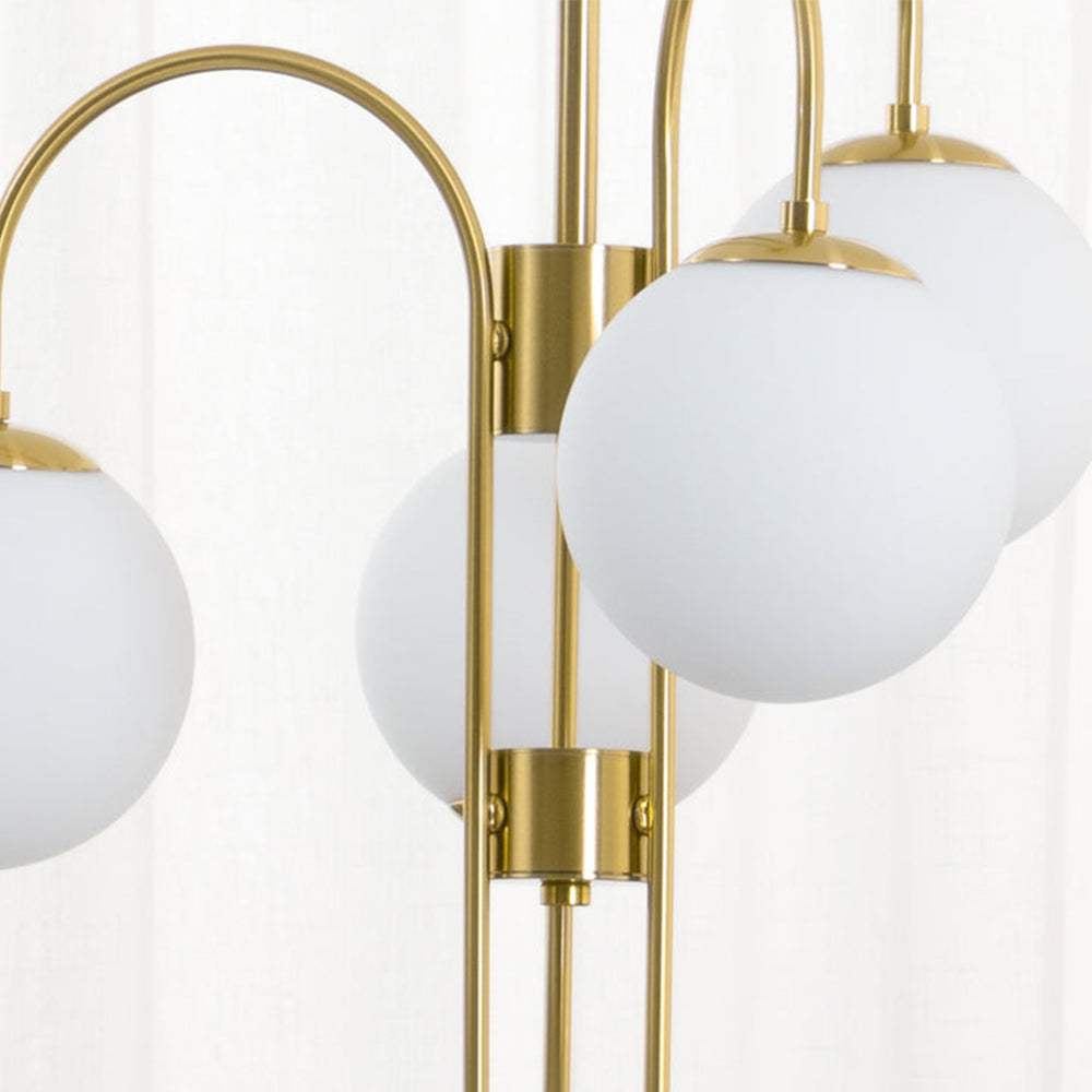 Metal Glass Gooseneck Chandelier Modern 6-Light Orb Light