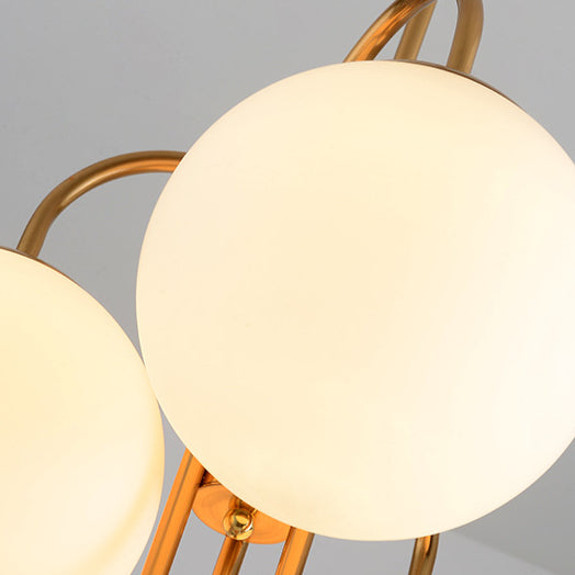 Metal Glass Gooseneck Chandelier Modern 6-Light Orb Light