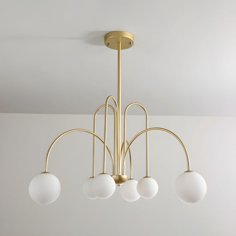 Modern Gooseneck Globe Chandelier Mid-Century Black Arched Pendant