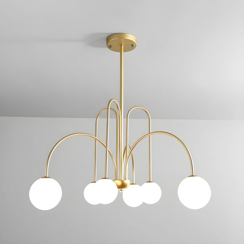 Modern Gooseneck Globe Chandelier Mid-Century Black Arched Pendant