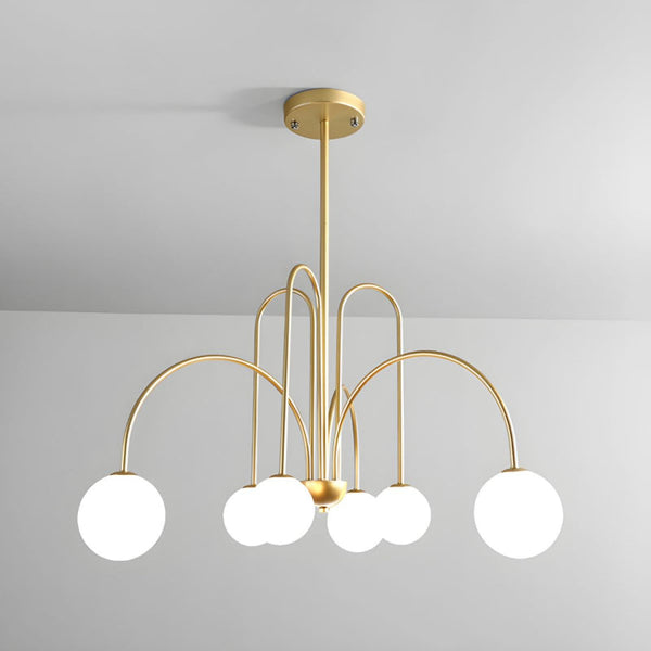 Modern Gooseneck Globe Chandelier Mid-Century Black Arched Pendant