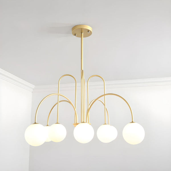 Modern Gooseneck Globe Chandelier Mid-Century Black Arched Pendant
