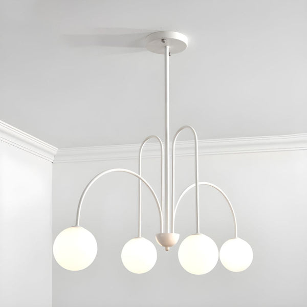 Modern Gooseneck Globe Chandelier Mid-Century Black Arched Pendant