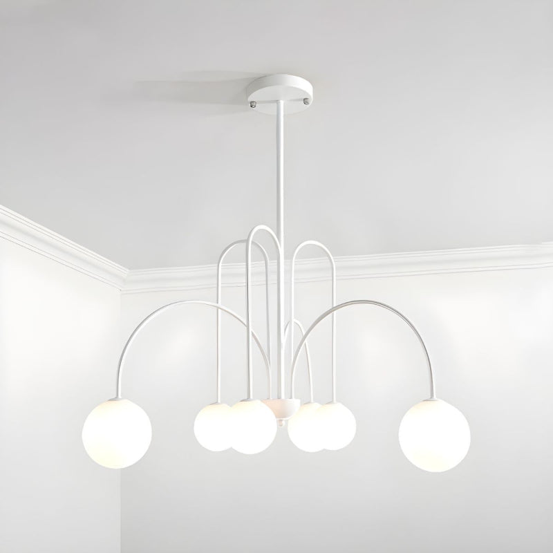 Modern Gooseneck Globe Chandelier Mid-Century Black Arched Pendant