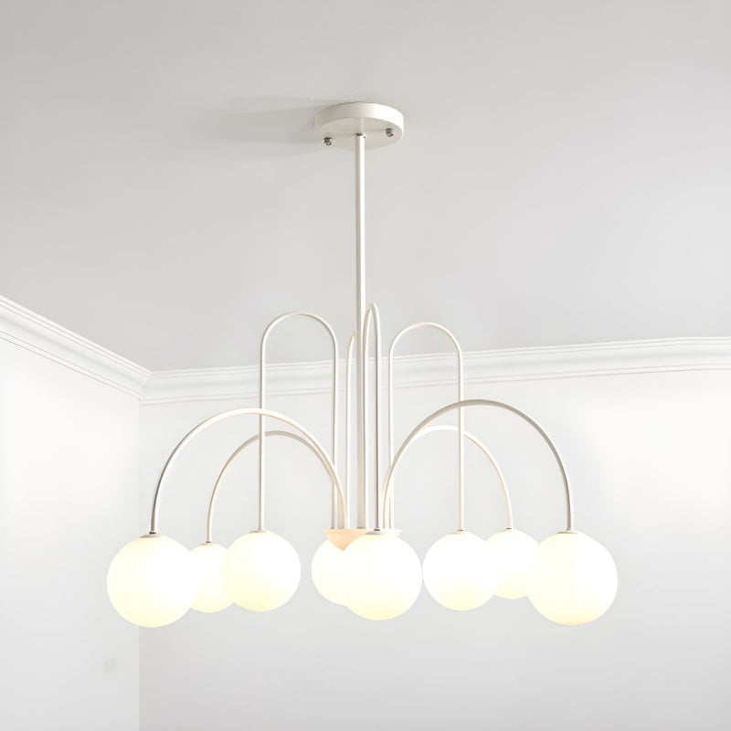 Modern Gooseneck Globe Chandelier Mid-Century Black Arched Pendant