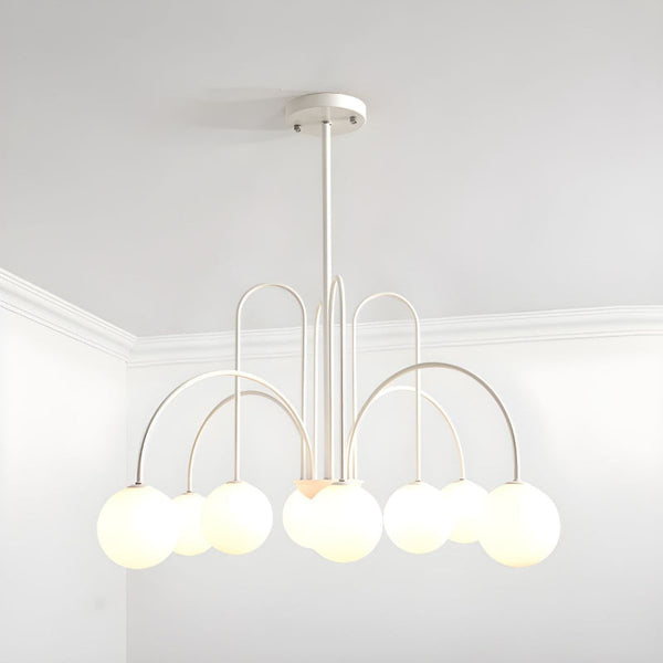 Modern Gooseneck Globe Chandelier Mid-Century Black Arched Pendant