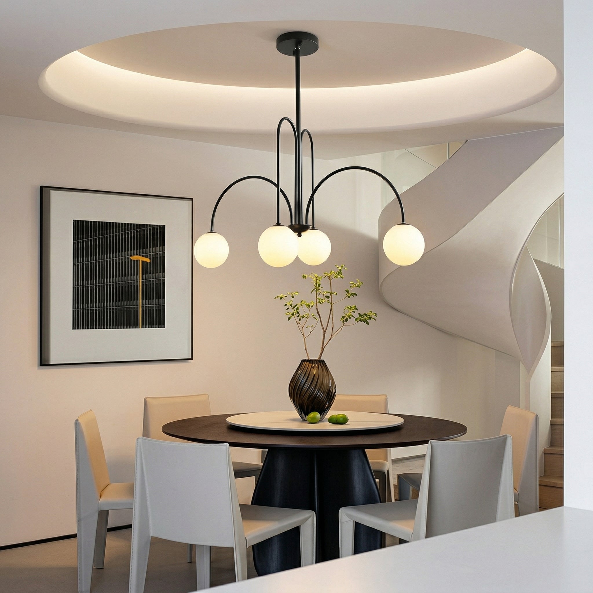 Modern Gooseneck Globe Chandelier Mid-Century Black Arched Pendant Secondary image