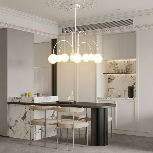 Modern Gooseneck Globe Chandelier Mid-Century Black Arched Pendant