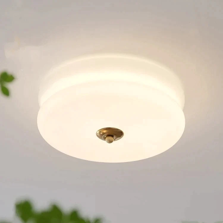 Art Deco Double-Tier Glass Flush Mount Retro Macaron Ceiling Light