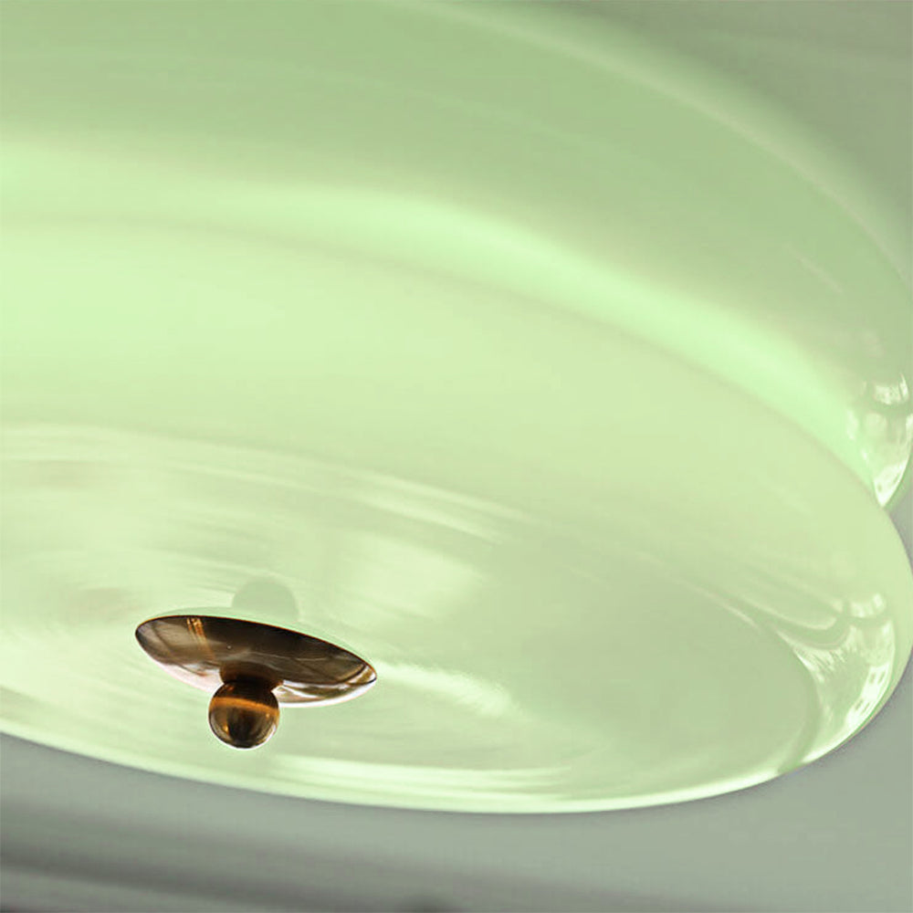 Art Deco Double-Tier Glass Flush Mount Retro Macaron Ceiling Light