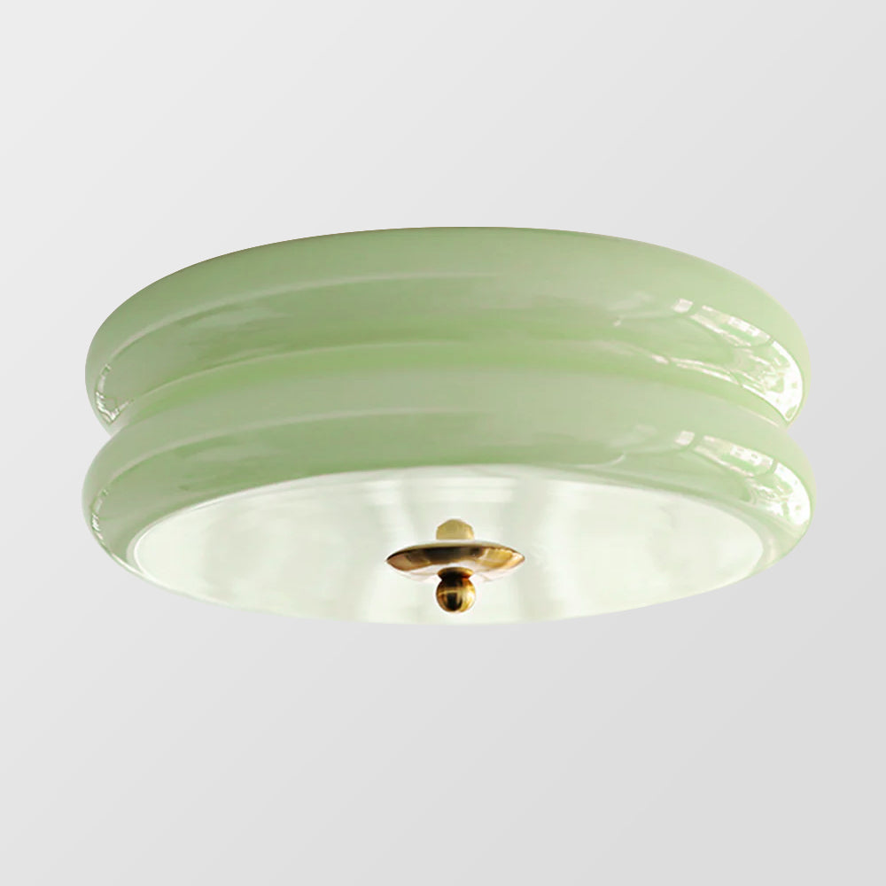 Art Deco Double-Tier Glass Flush Mount Retro Macaron Ceiling Light
