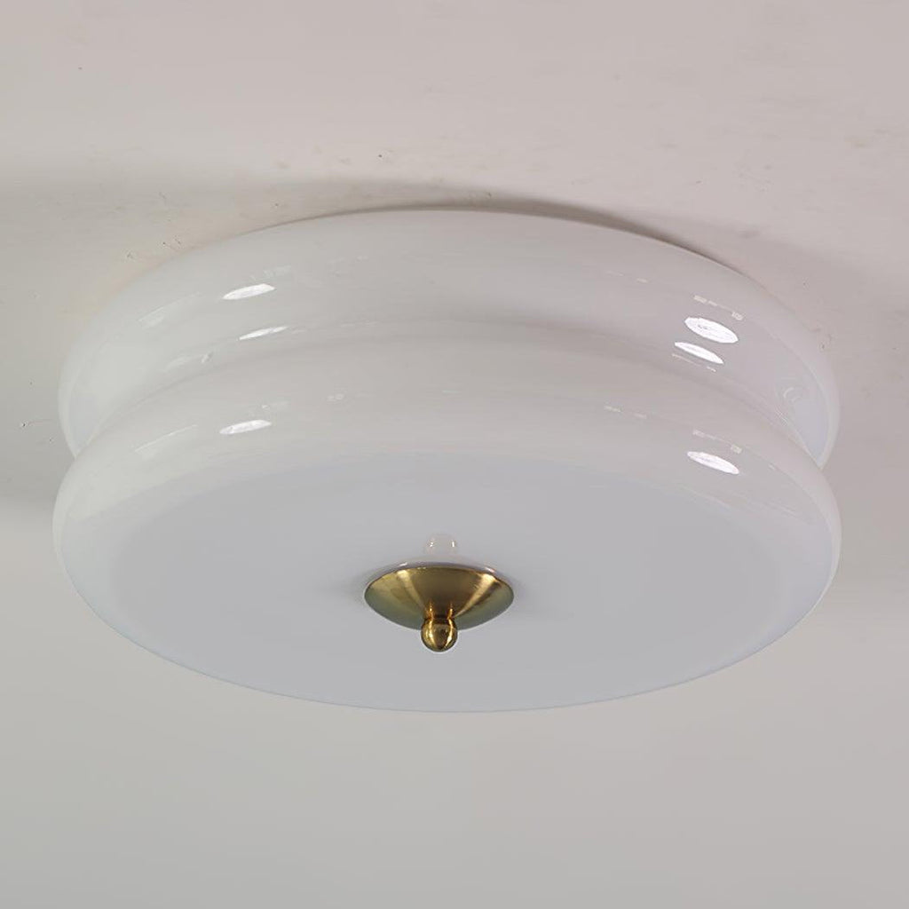 Art Deco Double-Tier Glass Flush Mount Retro Macaron Ceiling Light