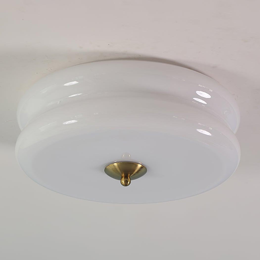 Art Deco Double-Tier Glass Flush Mount Retro Macaron Ceiling Light