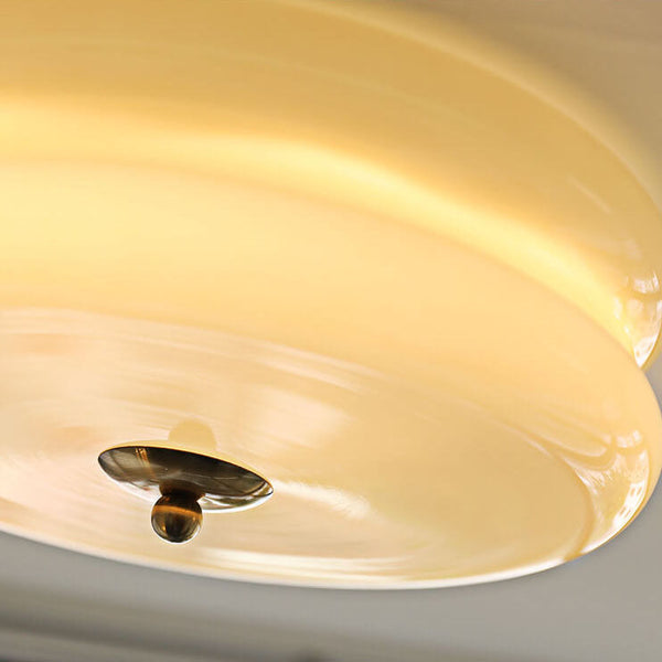 Art Deco Double-Tier Glass Flush Mount Retro Macaron Ceiling Light