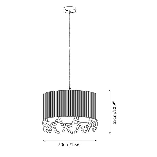 Bohemian Beaded Fringe Pendant Light Natural Fiber Drum Lamp