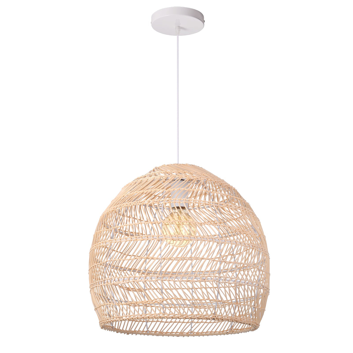 Hand-Woven Rattan Dome Pendant Light Boho Wicker Chandelier