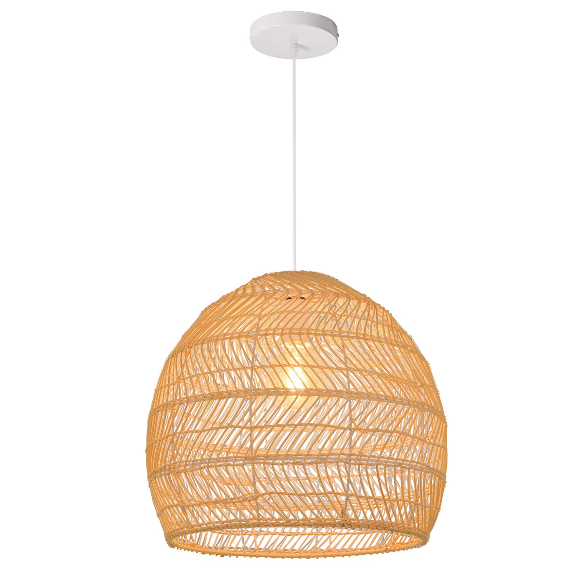 Hand-Woven Rattan Dome Pendant Light Boho Wicker Chandelier