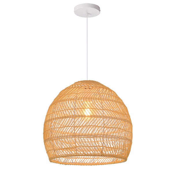 Hand-Woven Rattan Dome Pendant Light Boho Wicker Chandelier