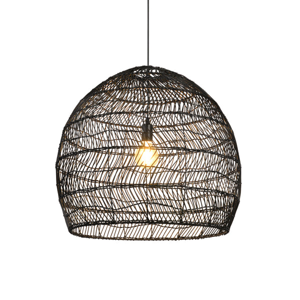 Hand-Woven Rattan Dome Pendant Light Boho Wicker Chandelier