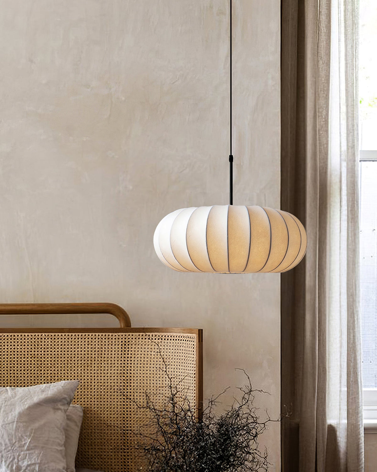 Medieval Style Silk Pendant Lamp Restaurant & Bedside Hanging Light