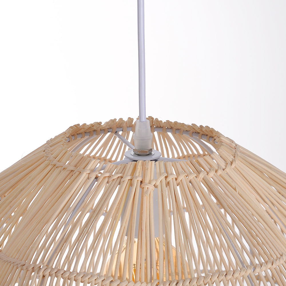 Modern Hand-Woven Rattan Scalloped Pendant Japandi Fluted Dome Light