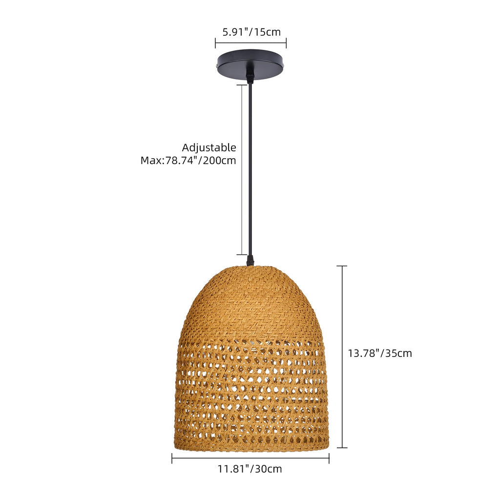 Handwoven Natural Rattan Pendant Light Farmhouse Kitchen Island Lamp