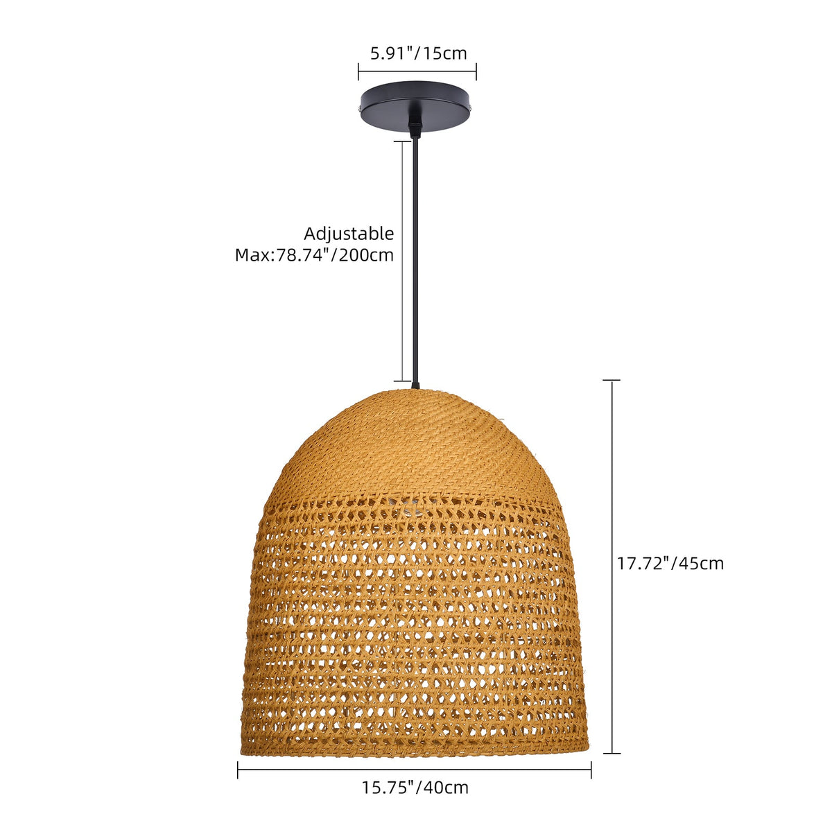 Handwoven Natural Rattan Pendant Light Farmhouse Kitchen Island Lamp