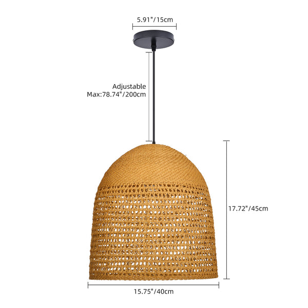 Handwoven Natural Rattan Pendant Light Farmhouse Kitchen Island Lamp