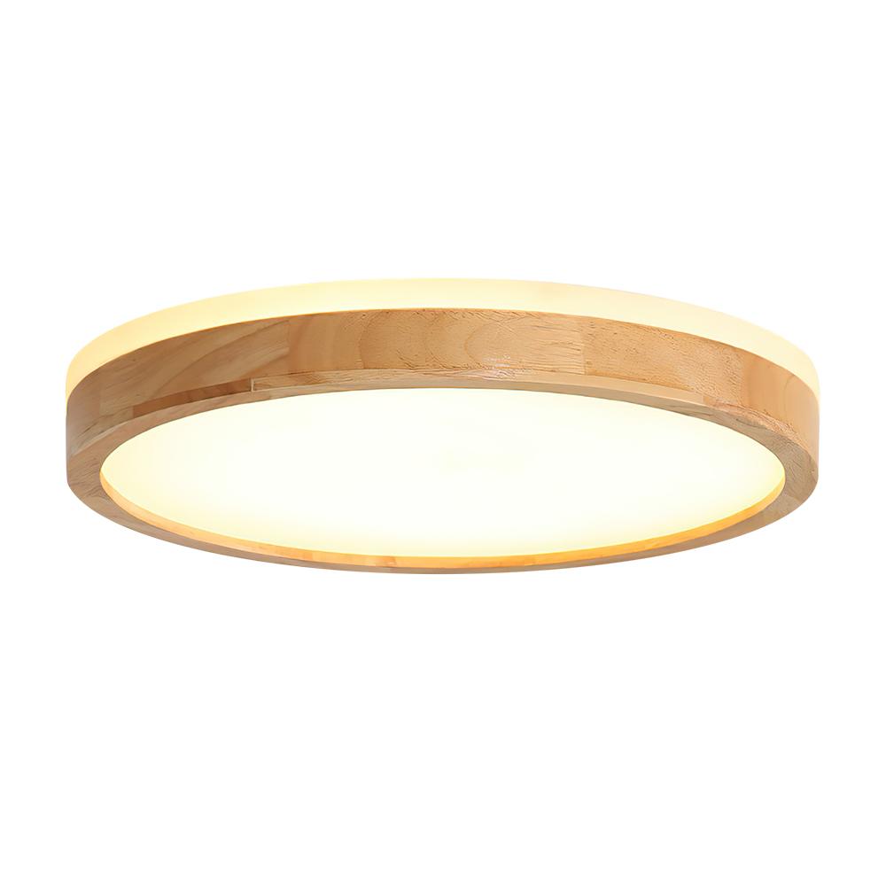 Scandinavian Wooden Round Dimmable LED Flush Mount