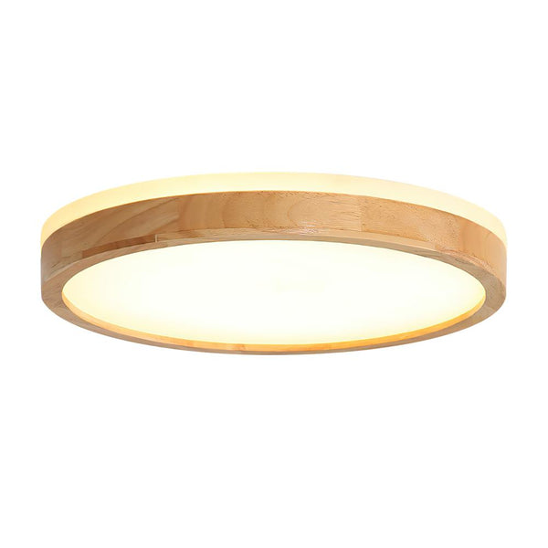 Scandinavian Wooden Round Dimmable LED Flush Mount