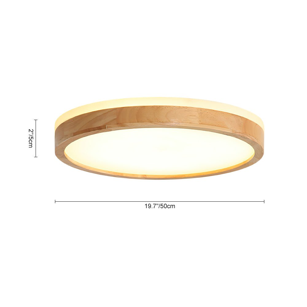 Scandinavian Wooden Round Dimmable LED Flush Mount