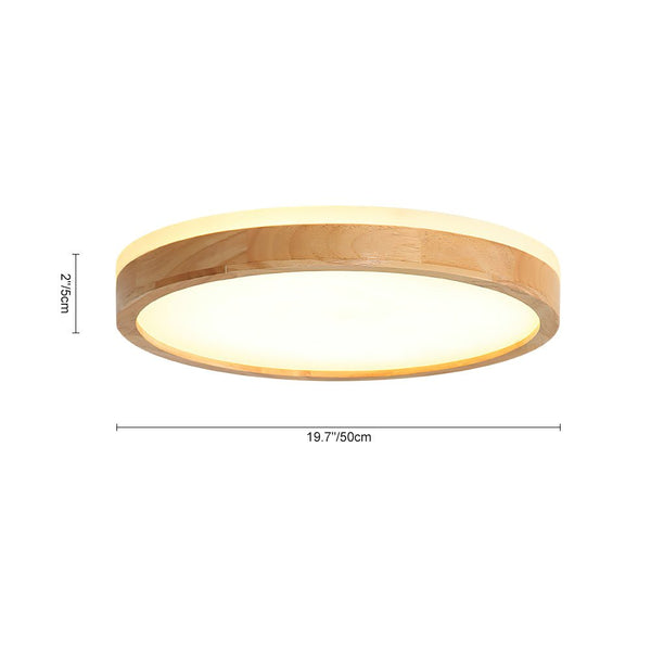 Scandinavian Wooden Round Dimmable LED Flush Mount